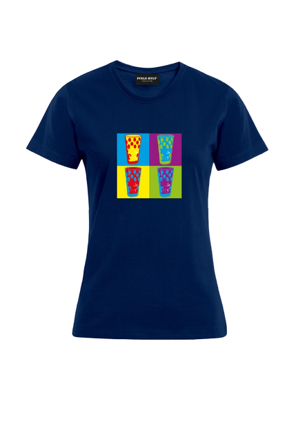 Pfalzshirt mit bunten Dubbegläsern auf blauem Pfalz T-Shirt der Marke Pfalz-Kult für Pfälzer  und Pfalzliebhaber