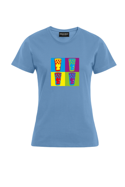 Pfalzshirt mit bunten Dubbegläsern auf hellblauem Pfalz T-Shirt der Marke Pfalz-Kult für Pfälzer  und Pfalzliebhaber