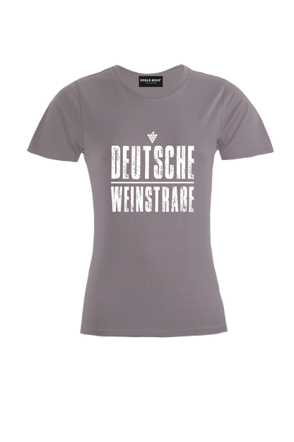 Graues TShirt mit dem Aufdruck "Deutsche Weinstrasse" .  Das ideale Geschenk für jedes Pfalzkind vom Textildruck Spezialisten aus Bad Dürkheim.
