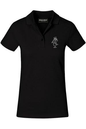 Elwetritsch Polohemd für Damen in schwarz. Pfalzliebe - Pfalzshirts von Pfalzkult aus Bad Dürkheim