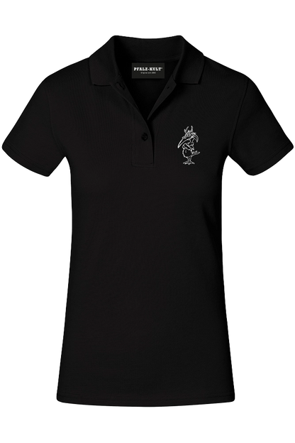 Elwetritsch Polohemd für Damen in schwarz. Pfalzliebe - Pfalzshirts von Pfalzkult aus Bad Dürkheim  