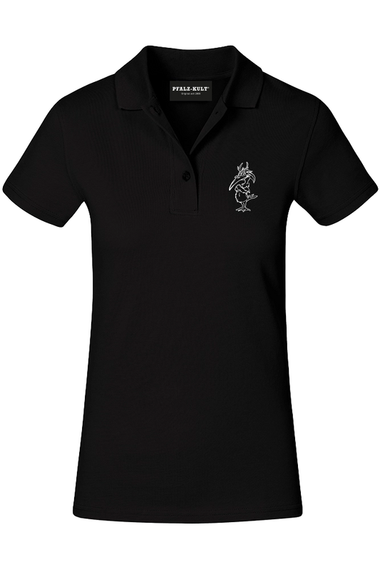 Elwetritsch Polohemd für Damen in schwarz. Pfalzliebe - Pfalzshirts von Pfalzkult aus Bad Dürkheim  