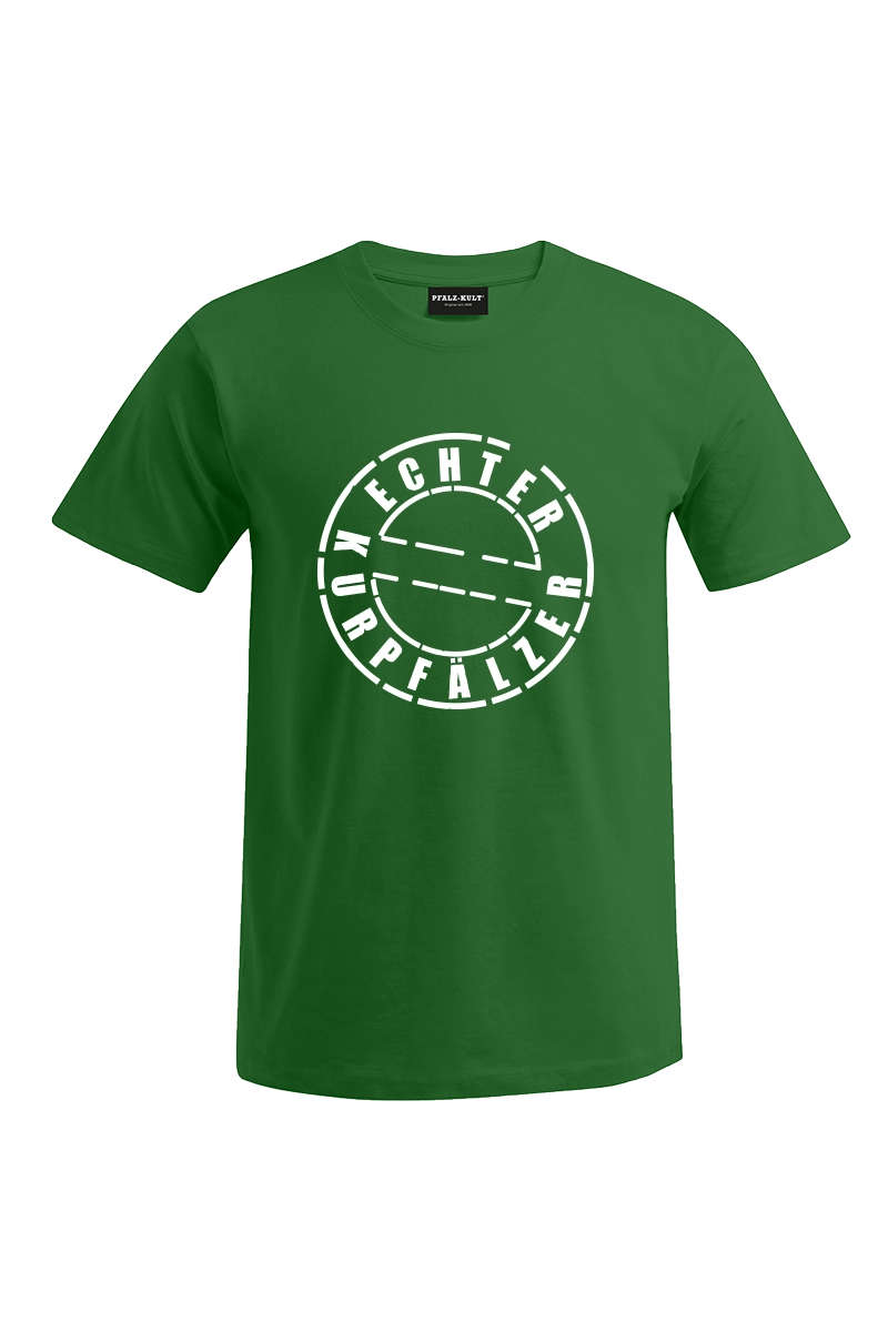 Grünes Herren T-Shirt mit dem Aufdruck "Echter Kurpfälzer" von Pfalz-Kult. Trendige Mode aus der Pfalz für Pälzr und Kurpfälzer