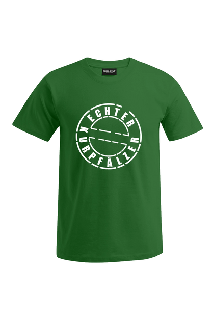 Grünes Herren T-Shirt mit dem Aufdruck "Echter Kurpfälzer" von Pfalz-Kult. Trendige Mode aus der Pfalz für Pälzr und Kurpfälzer