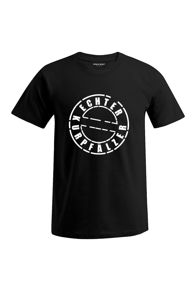 Schwarzes Herren T-Shirt mit dem Aufdruck "Echter Kurpfälzer" von Pfalz-Kult. Trendige Mode aus der Pfalz für Pälzr und Kurpfälzer