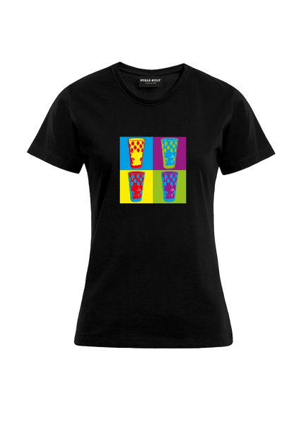 Pfalzshirt mit bunten Dubbegläsern auf schwarzem Pfalz T-Shirt der Marke Pfalz-Kult für Pfälzer  und Pfalzliebhaber