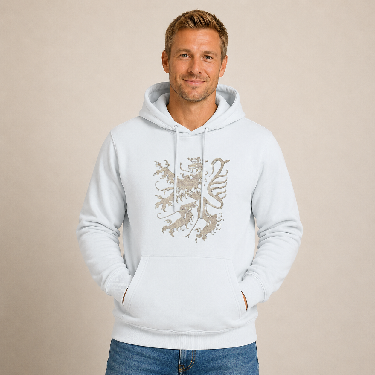 Pfälzer Löwe - Hoodie Stick Unisex eisblau / silber