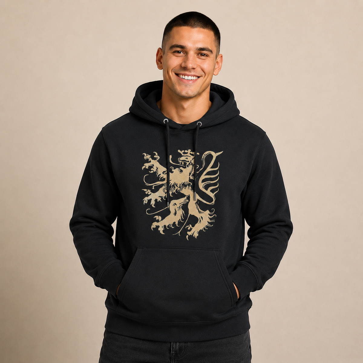 Pfälzer Löwe - Hoodie Stick Unisex schwarz / gold