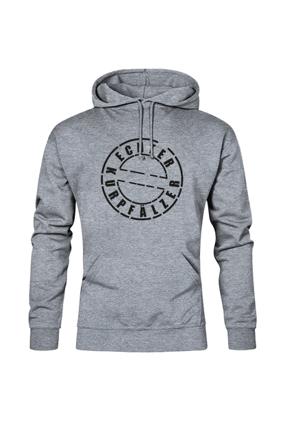 Schwarzes Herren Hoodie mit dem Aufdruck "Echter Kurpfälzer" von Pfalz-Kult. Trendige Mode aus der Pfalz für Pälzr.