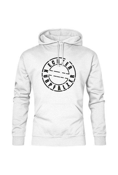 Schwarzes Herren Hoodie mit dem Aufdruck "Echter Kurpfälzer" von Pfalz-Kult. Trendige Mode aus der Pfalz für Pälzr.