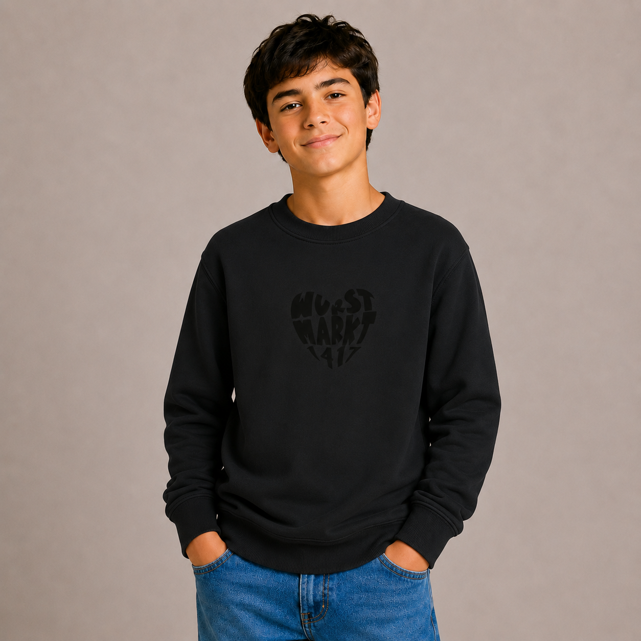 Wurstmarkt-Herz schwarz - Kinder Sweater