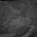  Pfälzer Löwe Hoodie - Nahaufnahme der schwarzen Löwen-Stickerei auf schwarzen Stoff