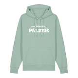 Hoodie in aloe mit weißem Aufdruck "Gut, besser, Pälzer". 