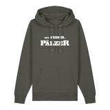 Hoodie in khaki mit weißem Aufdruck "Gut, besser, Pälzer". 