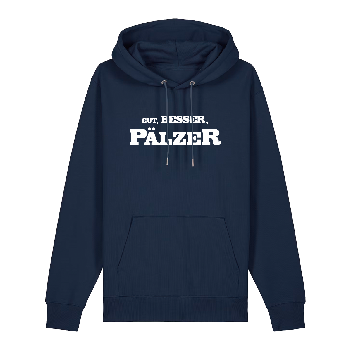 Hoodie in navy mit weißem Aufdruck "Gut, besser, Pälzer". 