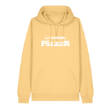 Hoodie in gelb mit weißem Aufdruck "Gut, besser, Pälzer". 
