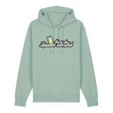 Hoodie in aloe mit weißem Aufdruck "Mir is die Lewwer worschd mit einem Dubbeglas".