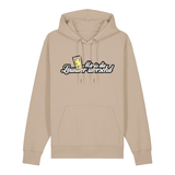 Hoodie in beige mit weißem Aufdruck "Mir is die Lewwer worschd mit einem Dubbeglas".