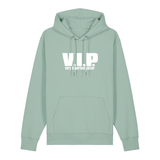 Hoodie in aloe mit weißem Aufdruck "VIP – Very important Pälzer". 