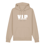 Hoodie in beige mit weißem Aufdruck "VIP – Very important Pälzer". 