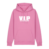 Hoodie in bubbelpink mit weißem Aufdruck "VIP – Very important Pälzer". 