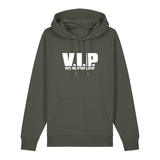 Hoodie in khaki mit weißem Aufdruck "VIP – Very important Pälzer". 