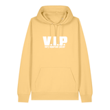 Hoodie in gelb mit weißem Aufdruck "VIP – Very important Pälzer". 