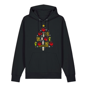 Schwarzer Hoodie mit weihnachtlichem Pfalz-Kult Design in Baumform