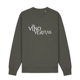 Sweater in khaki mit weißem Aufdruck "In Vino Veritas". 