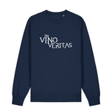 Sweater in navy mit weißem Aufdruck "In Vino Veritas". 
