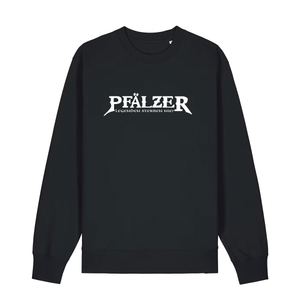 Sweater in schwarz mit weißem Aufdruck "Pfälzer Legenden sterben nie!". 