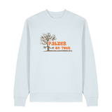 Sweater in eisblau mit schwarzem Aufdruck „Lust auf Riesling“.