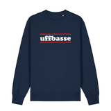 Sweater in navy mit weißem Uffbasse Schriftzug und roten Linien.