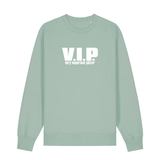 Sweater in aloe mit weißem Aufdruck "VIP – Very important Pälzer". 