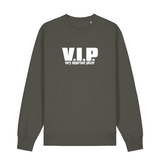Sweater in khaki mit weißem Aufdruck "VIP – Very important Pälzer". 
