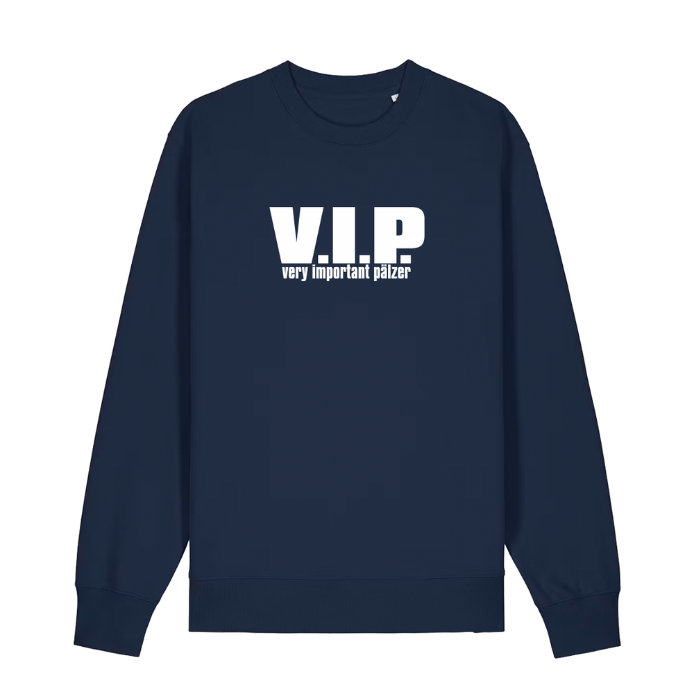 Sweater in navy mit weißem Aufdruck "VIP – Very important Pälzer". 