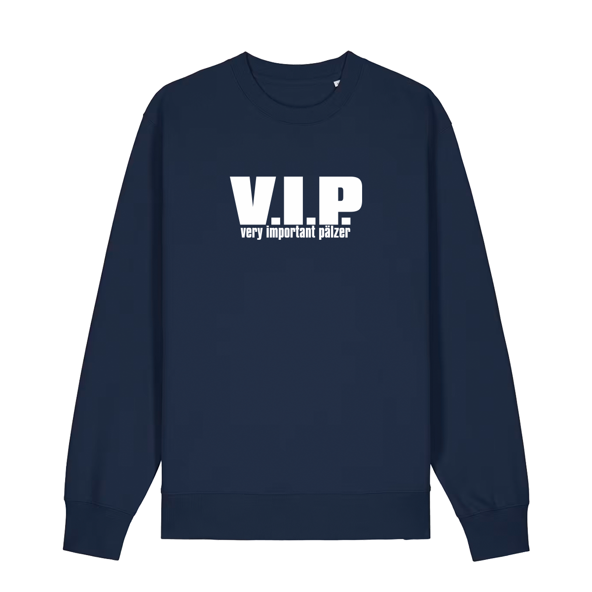 Sweater in navy mit weißem Aufdruck "VIP – Very important Pälzer". 
