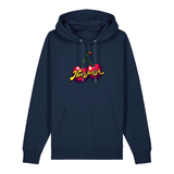 Hoodie in navy mit Kirschmotiv und Schriftzug Herzkersch.