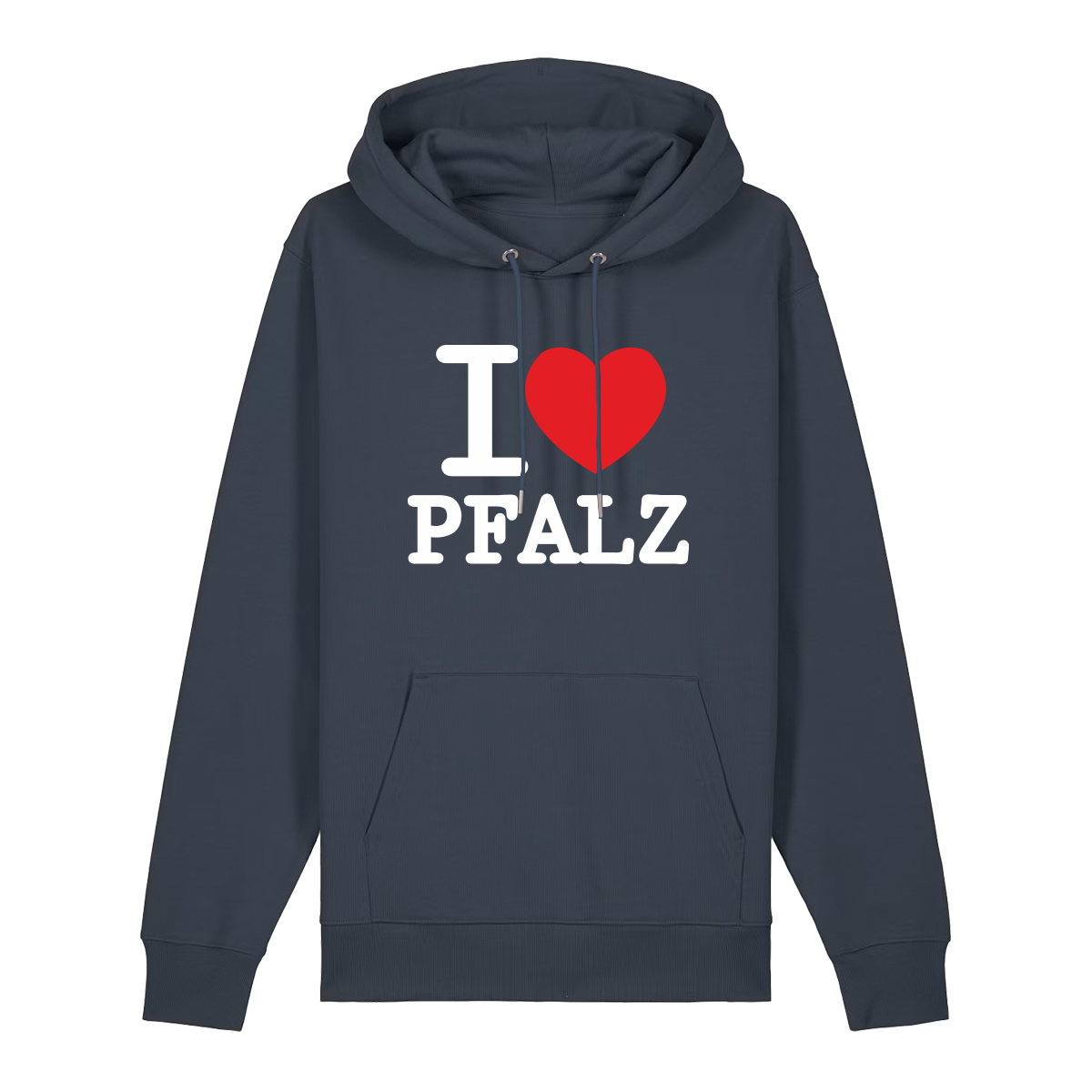 Hoodie in anthrazit mit weißem Aufdruck "I love Pfalz".