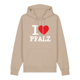 Hoodie in beige mit weißem Aufdruck "I love Pfalz".