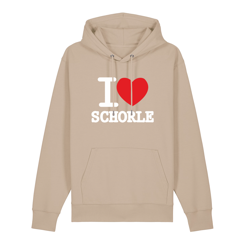 Hoodie in beige mit weißem Aufdruck "I love Schorle".