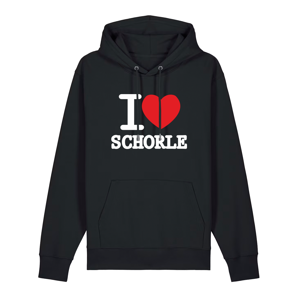 Hoodie in schwarz mit weißem Aufdruck "I love Schorle".