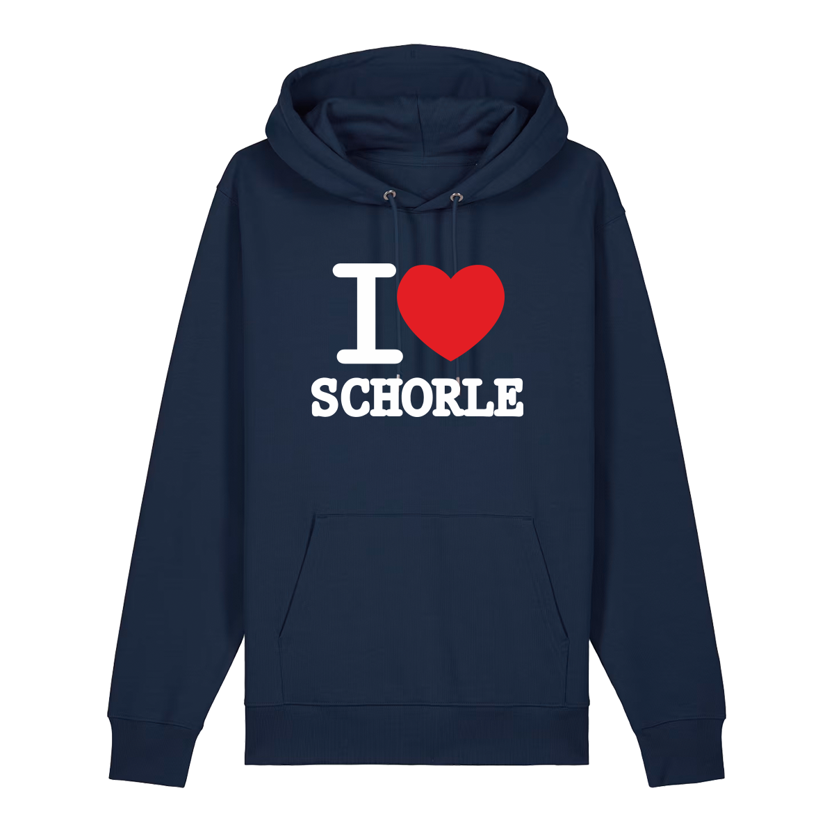 Hoodie in navy mit weißem Aufdruck "I love Schorle".