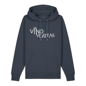 Hoodie in anthrazit mit weißem Aufdruck "In Vino Veritas". 