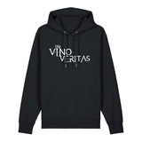Hoodie in schwarz mit weißem Aufdruck "In Vino Veritas". 