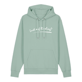 Hoodie in aloe mit weißem Aufdruck „Lust auf Riesling“.