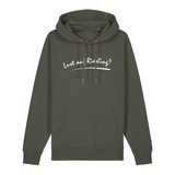 Hoodie in khaki mit weißem Aufdruck „Lust auf Riesling“.