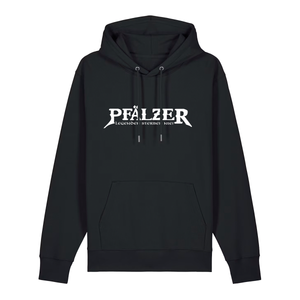 Hoodie in schwarz mit weißem Aufdruck "Pfälzer Legenden sterben nie!". 