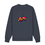 Sweater in anthrazit mit Kirschmotiv und Schriftzug Herzkersch.