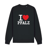 Sweater in schwarz mit weißem Aufdruck "I love Pfalz".